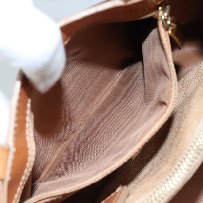 Celine Vintage Macadam Handbag Macadam, "Beige,Brown,Gold", PVC,Leather,Canvas, Handbag