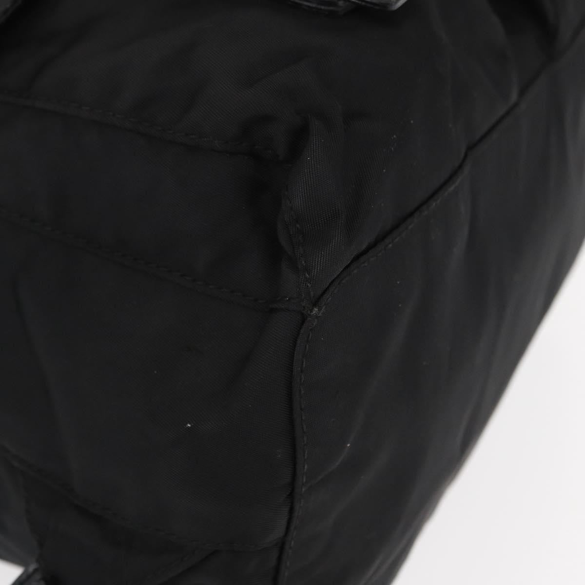 Prada Vela Double Front Pocket Backpack Tessuto with Saffiano Leather, BLACK, NYLON, Backpack