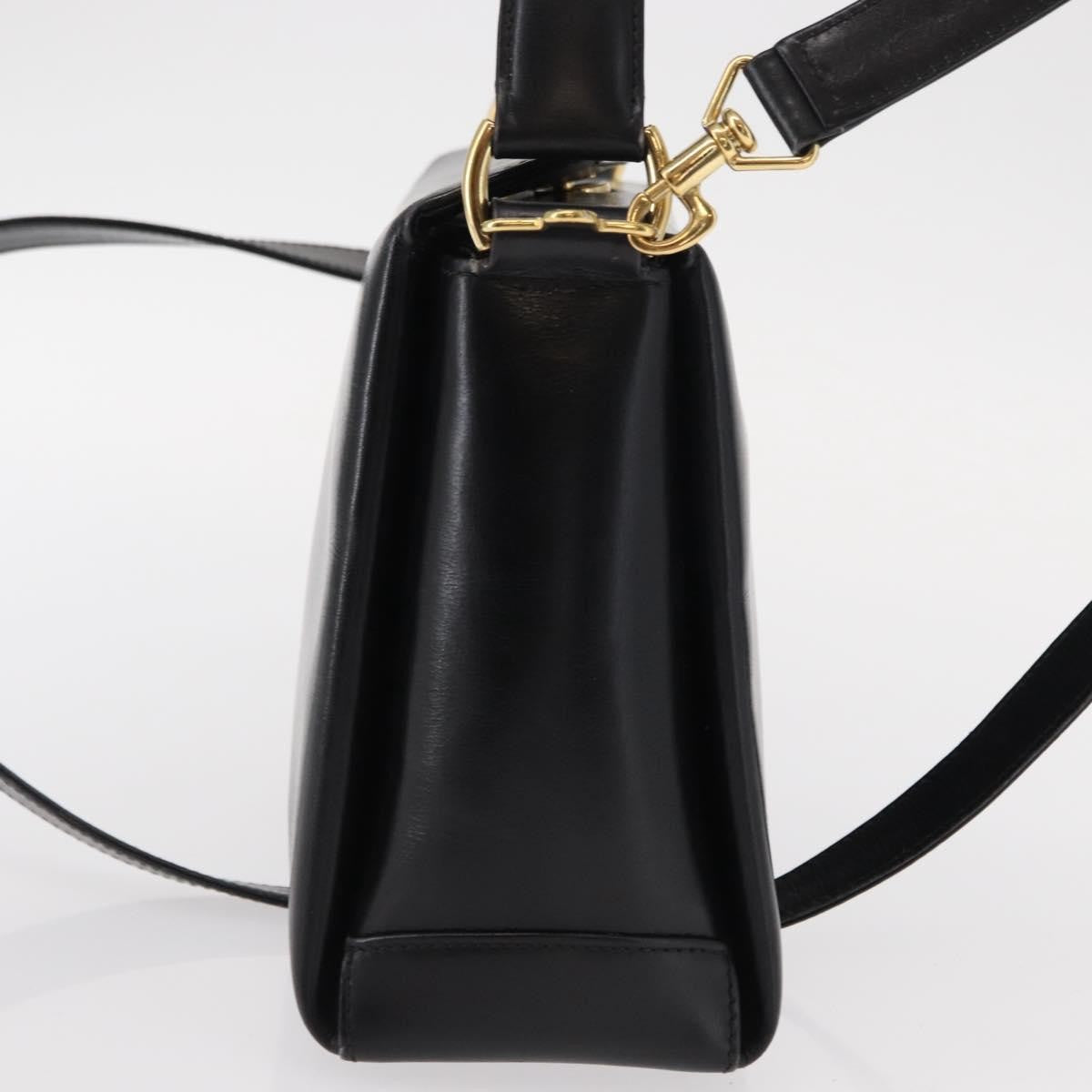 Gucci Vintage Convertible Bamboo Box Crossbody Bag Leather, BLACK, LEATHER, Handbag