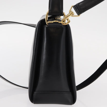 Gucci Vintage Convertible Bamboo Box Crossbody Bag Leather, BLACK, LEATHER, Handbag