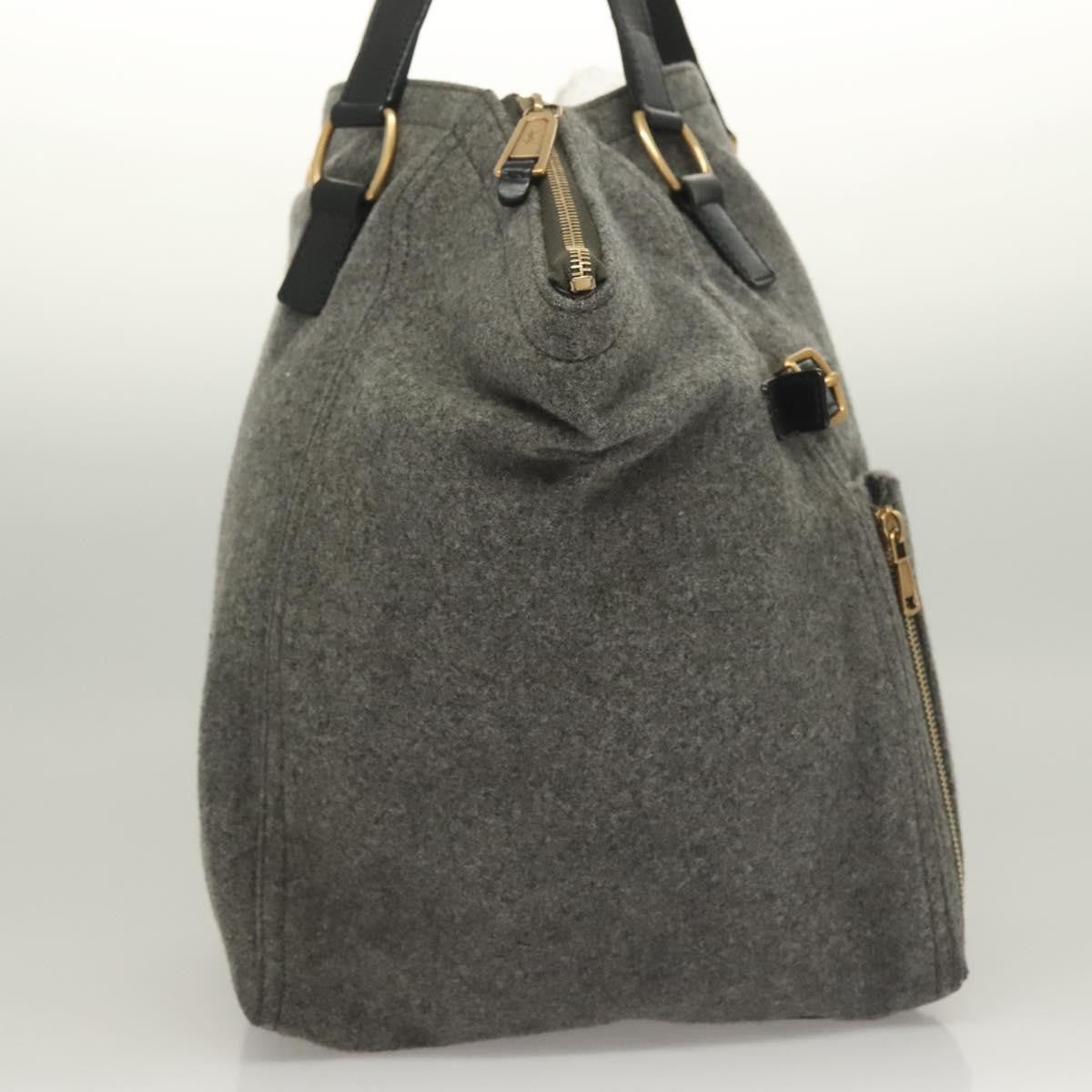 Saint Laurent Downtown Tote Wool, GRAY, WOOL, Tote bag