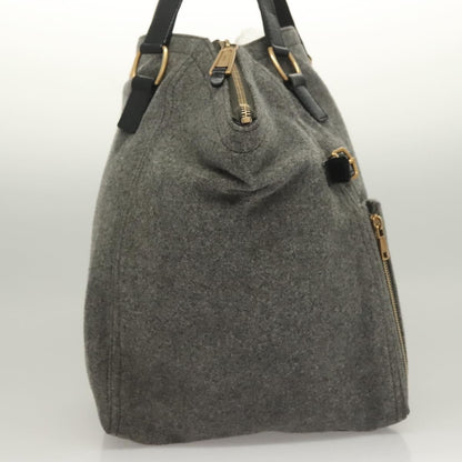 Saint Laurent Downtown Tote Wool, GRAY, WOOL, Tote bag