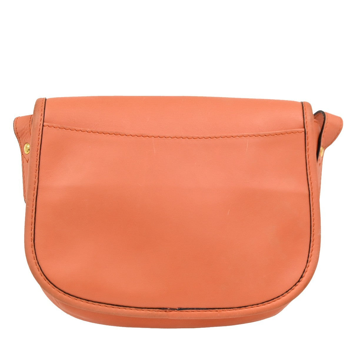 Celine Vintage Flap Shoulder Bag Leather, ORANGE, LEATHER, Shoulder bag