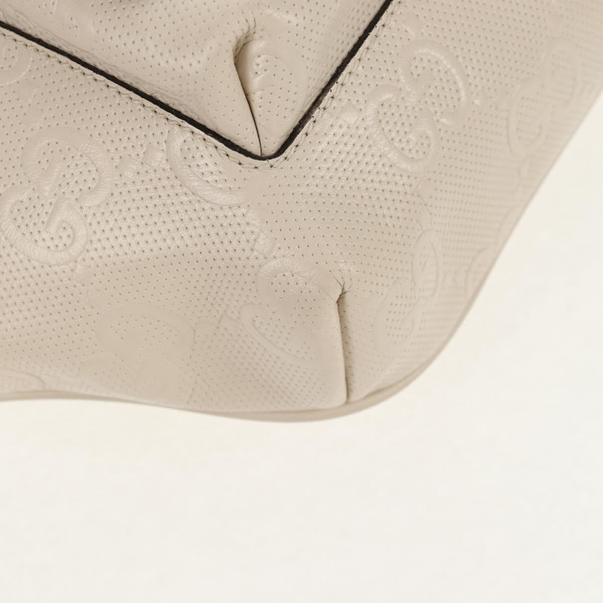 Gucci Front Pocket Belt Bag GG Embossed Perforated Leather, WHITE, CANVAS, Shoulder bag