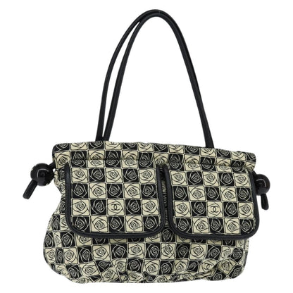 Chanel Camellia shoulderbag Canvas, BLACK, CANVAS, Shoulder bag