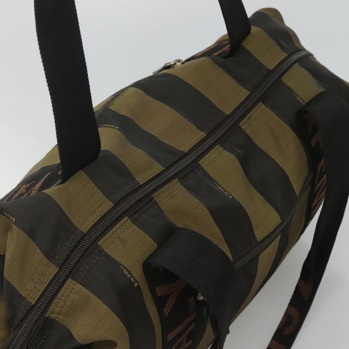 Fendi Vintage Logo Pequin Weekender Bag Canvas, BROWN, NYLON, Tote bag