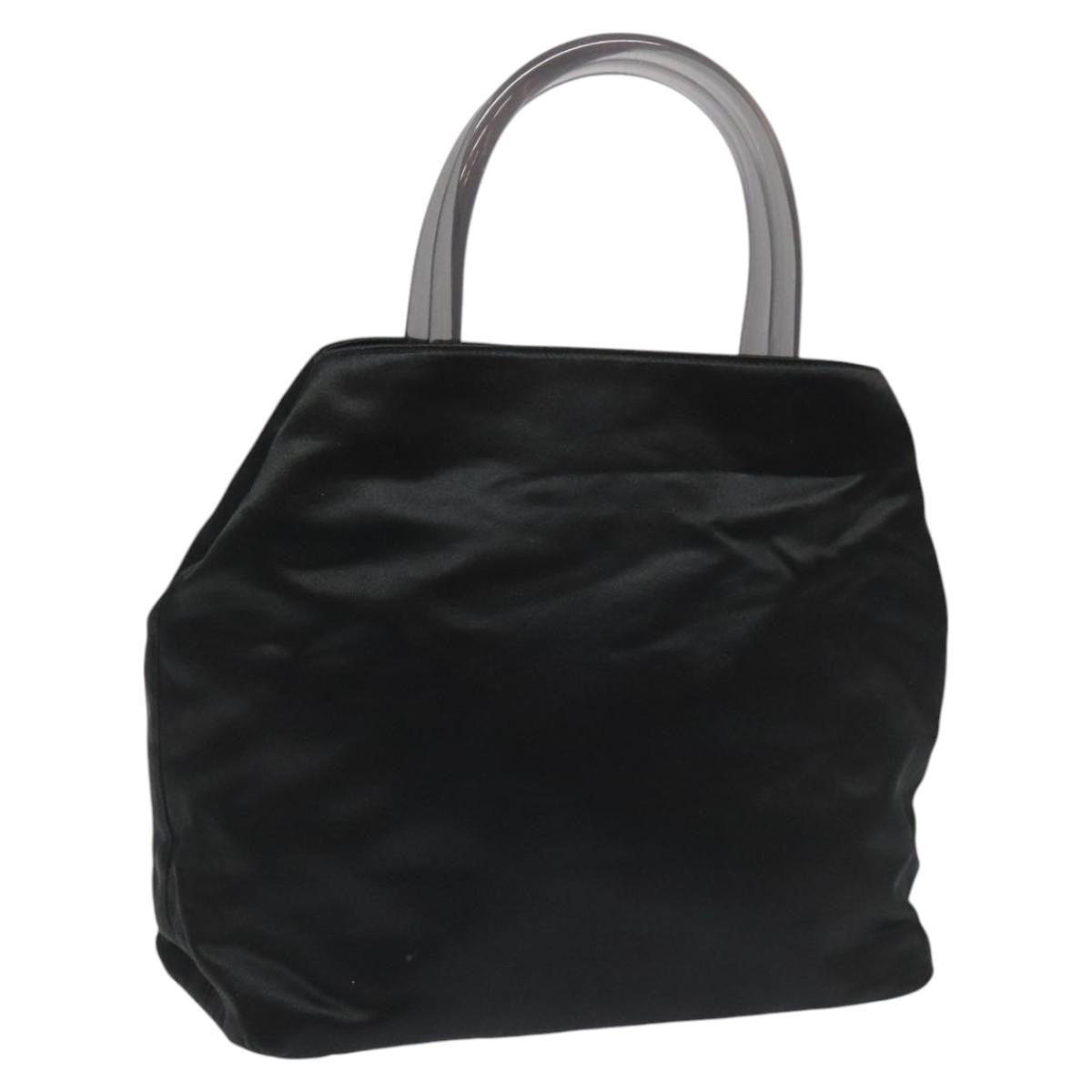 Prada Resin Handle Tote Satin, BLACK, SATIN, Tote bag