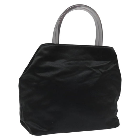 Prada Resin Handle Tote Satin, BLACK, SATIN, Tote bag