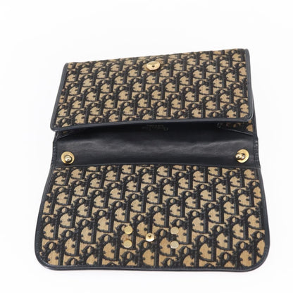 Christian Dior Vintage Trotter Shoulder Bag Canvas, NAVY, CANVAS, Shoulder bag