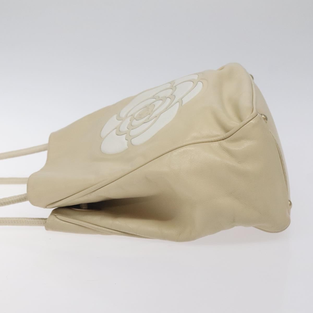 Chanel Camellia Tote Leather, BEIGE, LEATHER, Tote bag