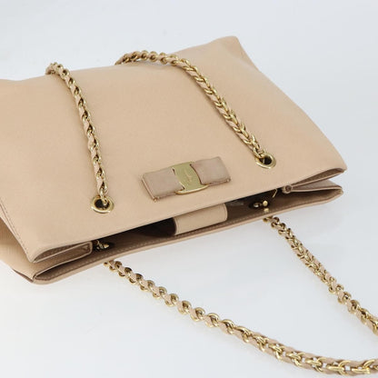 Salvatore Ferragamo Vala Shoulder Bag Leather, BEIGE, LEATHER, Shoulder bag