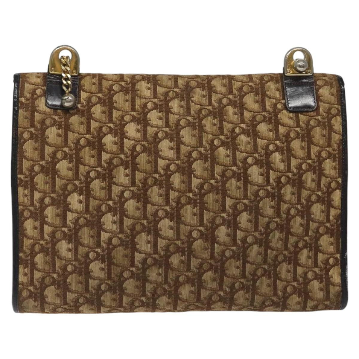 Christian Dior Vintage Trotter Flap Shoulder Bag Canvas, BROWN, CANVAS, Shoulder bag