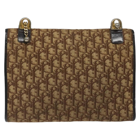 Christian Dior Vintage Trotter Flap Shoulder Bag Canvas, BROWN, CANVAS, Shoulder bag