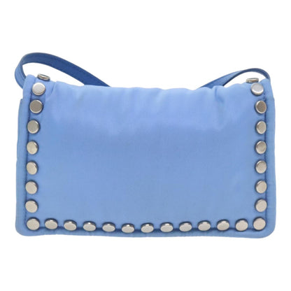 Prada Etiquette Flap Bag Studded Tessuto, BLUE, NYLON, Handbag