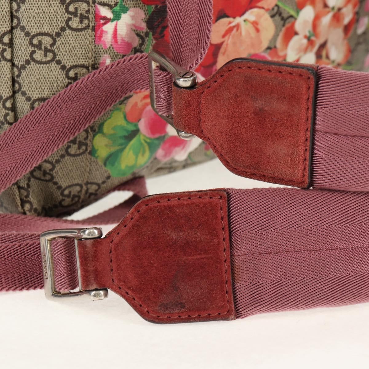 Gucci Buckle Backpack Blooms Print GG Coated Canvas, BEIGE, CANVAS, Backpack