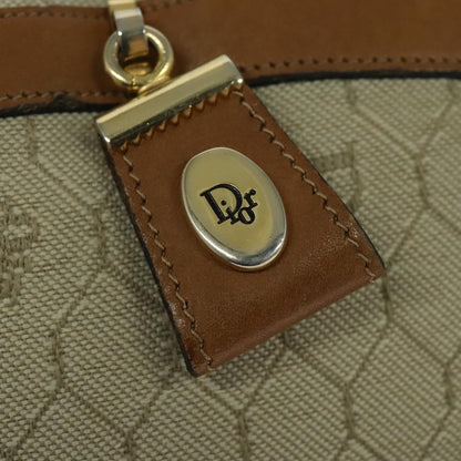 Christian Dior Vintage Honeycomb Shoulder Bag Canvas, BEIGE, CANVAS, Shoulder bag
