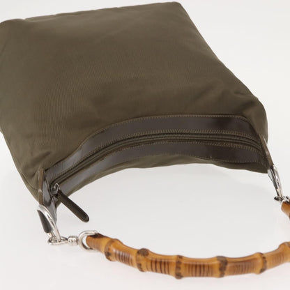 Gucci Vintage Bamboo Handle Bag Nylon, KHAKI, NYLON, Handbag