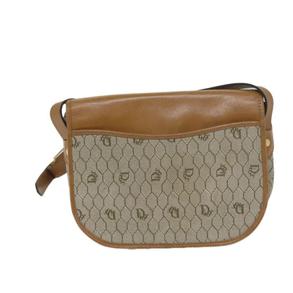 Christian Dior Vintage Honeycomb Flap Crossbody Bag Canvas and Leather, BEIGE, CANVAS, Crossbody bag