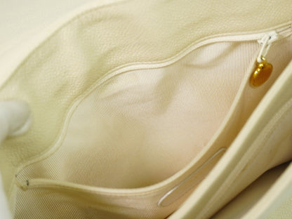 Chanel Vintage Shoulder Bag Leather, ECRU, LEATHER, Shoulder bag