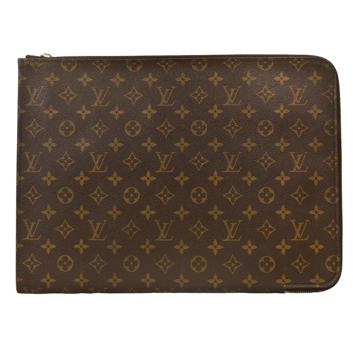 Louis Vuitton Poche Documents Monogram Canvas, BROWN, CANVAS, Clutche & pouche