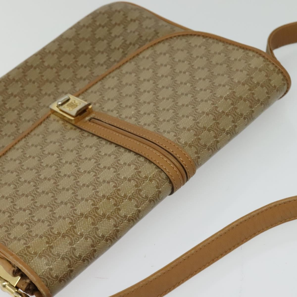 Celine Macadam Shoulder Bag PVC Leather, BEIGE, CANVAS, Shoulder bag