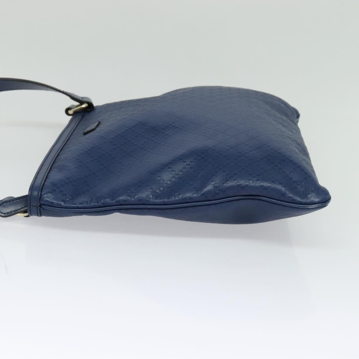Gucci Zip Top Messenger Bag Diamante Leather, BLUE, LEATHER, Shoulder bag