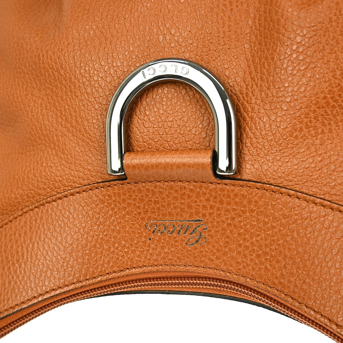 Gucci D Ring Hobo Leather, BROWN, LEATHER, Handbag