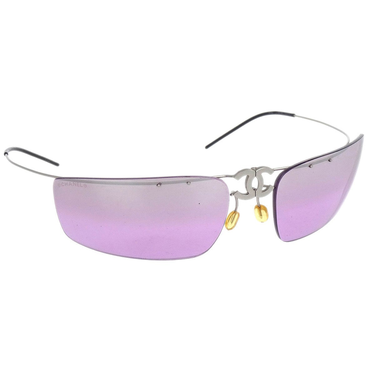 Chanel Logo CC Sunglasses Metal, PURPLE, METAL, Sunglasse