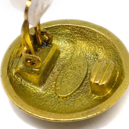 Chanel Vintage CC Round Button Clip-On Earrings Metal, GOLD, GOLD_PLATED, Earrings