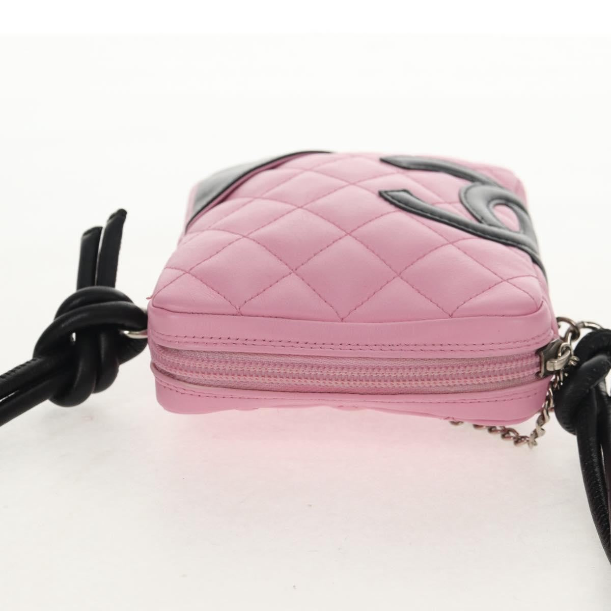 Chanel Cambon Zip Pouch Quilted Leather, PINK, LEATHER, Clutche & pouche