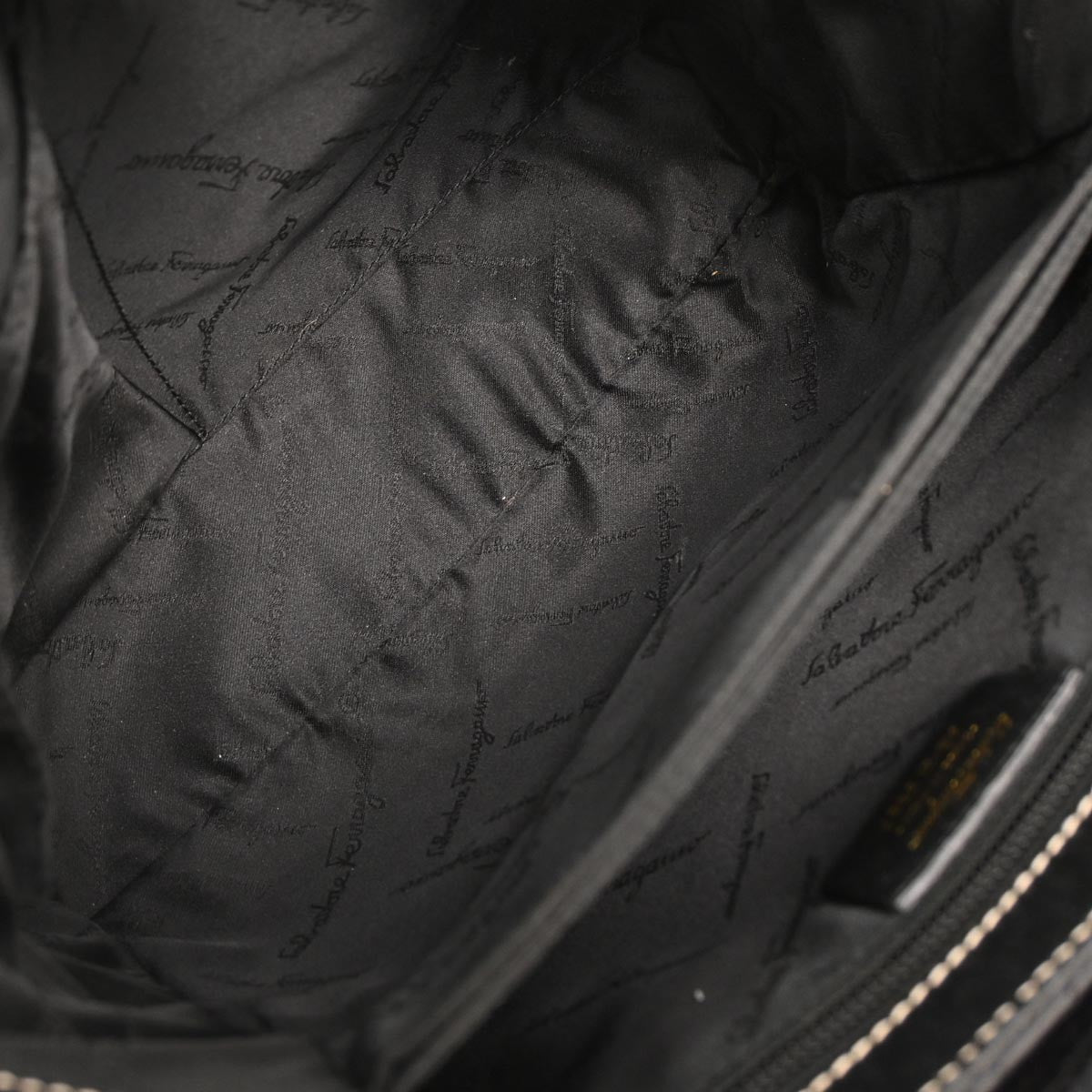 Salvatore Ferragamo Gancini handbag Leather, BLACK, LEATHER, Handbag