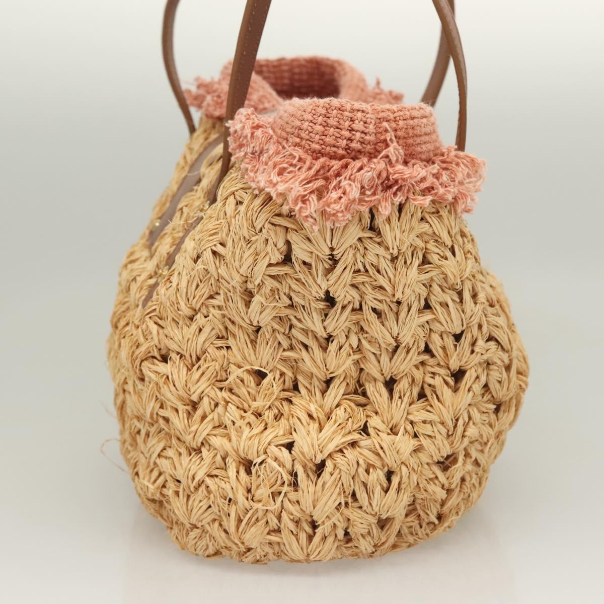 Chanel Mademoiselle Lock Tote Woven Straw, BEIGE, LEATHER, Shoulder bag