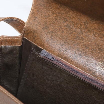 Gucci Vintage Flap Shoulder Bag Leather, BROWN, LEATHER, Shoulder bag