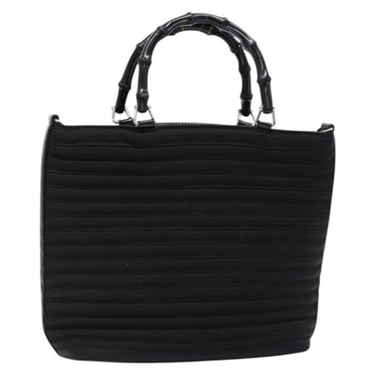 Gucci Vintage Bamboo Handle Bag Nylon, Black, Nylon, Handbag