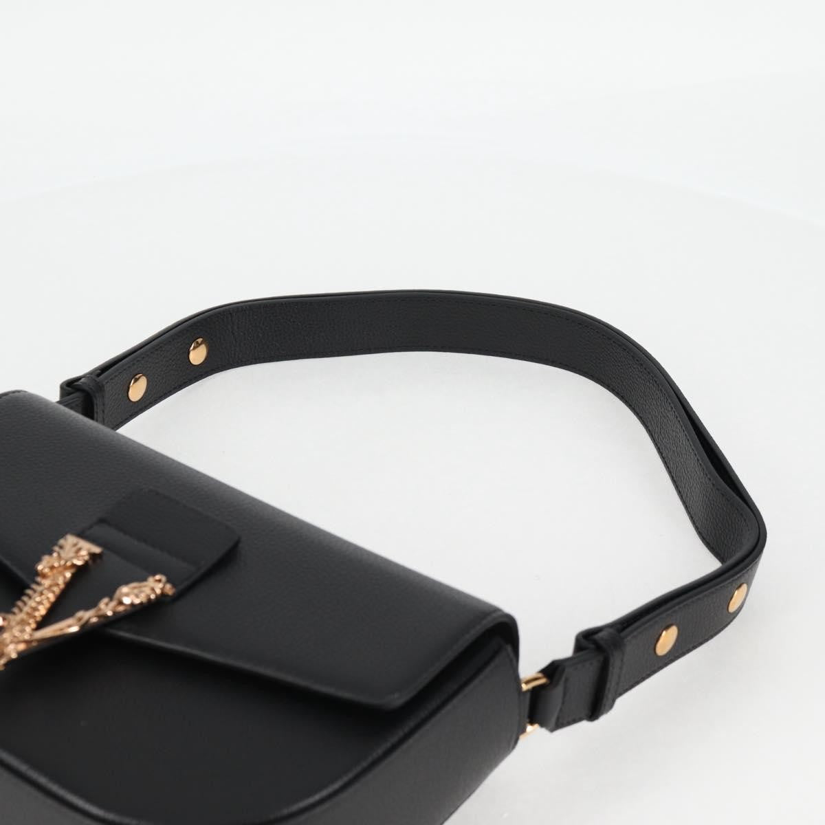 Versace Virtus Flap Messenger Bag Leather, BLACK, LEATHER, Crossbody bag