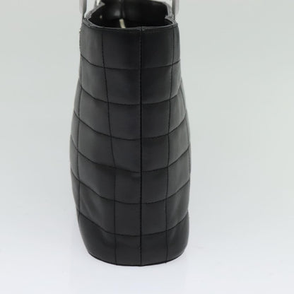 Chanel Vintage Chocolate Bar Metal Ring Tote Quilted Lambskin, BLACK, LEATHER, Tote bag