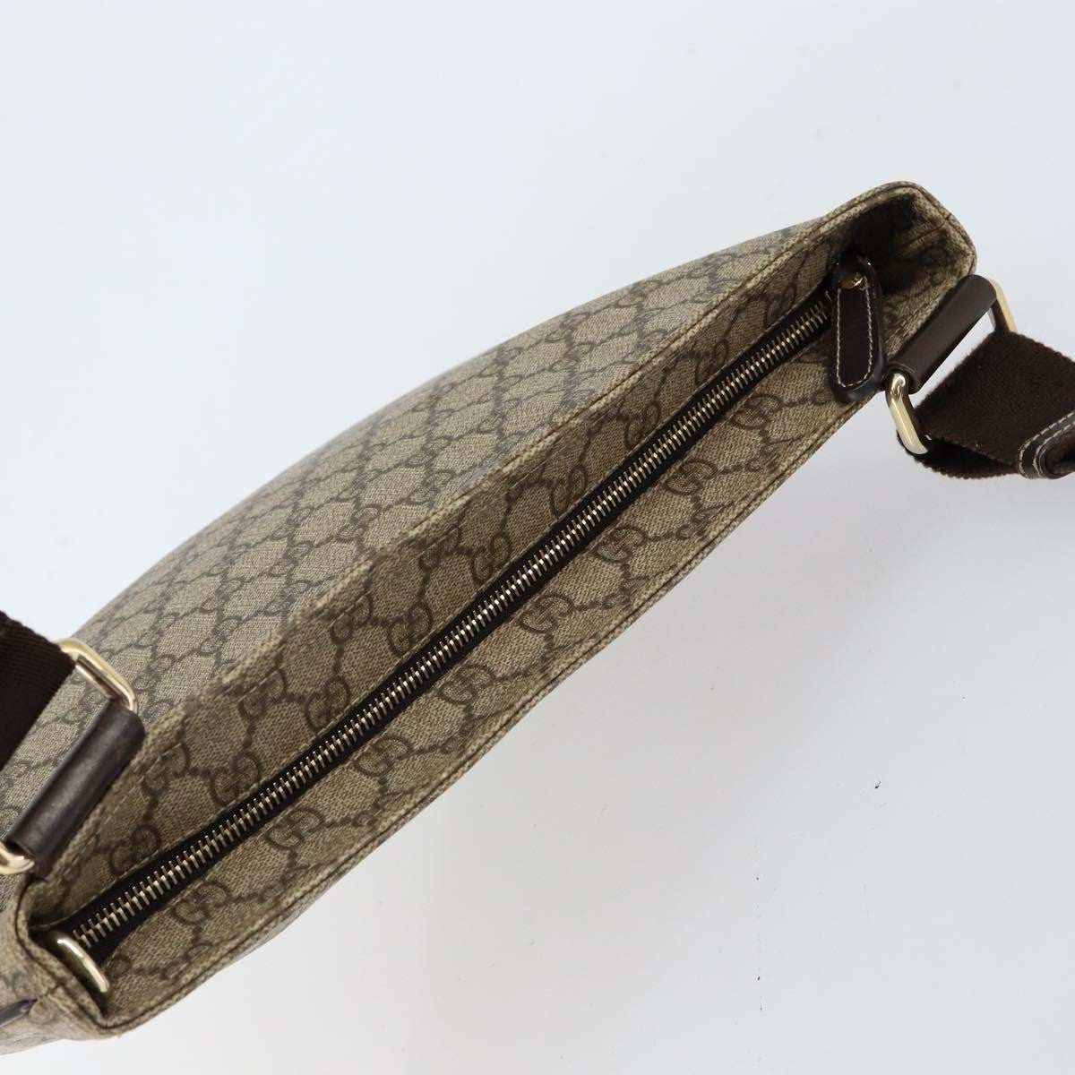 Gucci Flat Messenger Bag GG Canvas, BEIGE, CANVAS, Shoulder bag