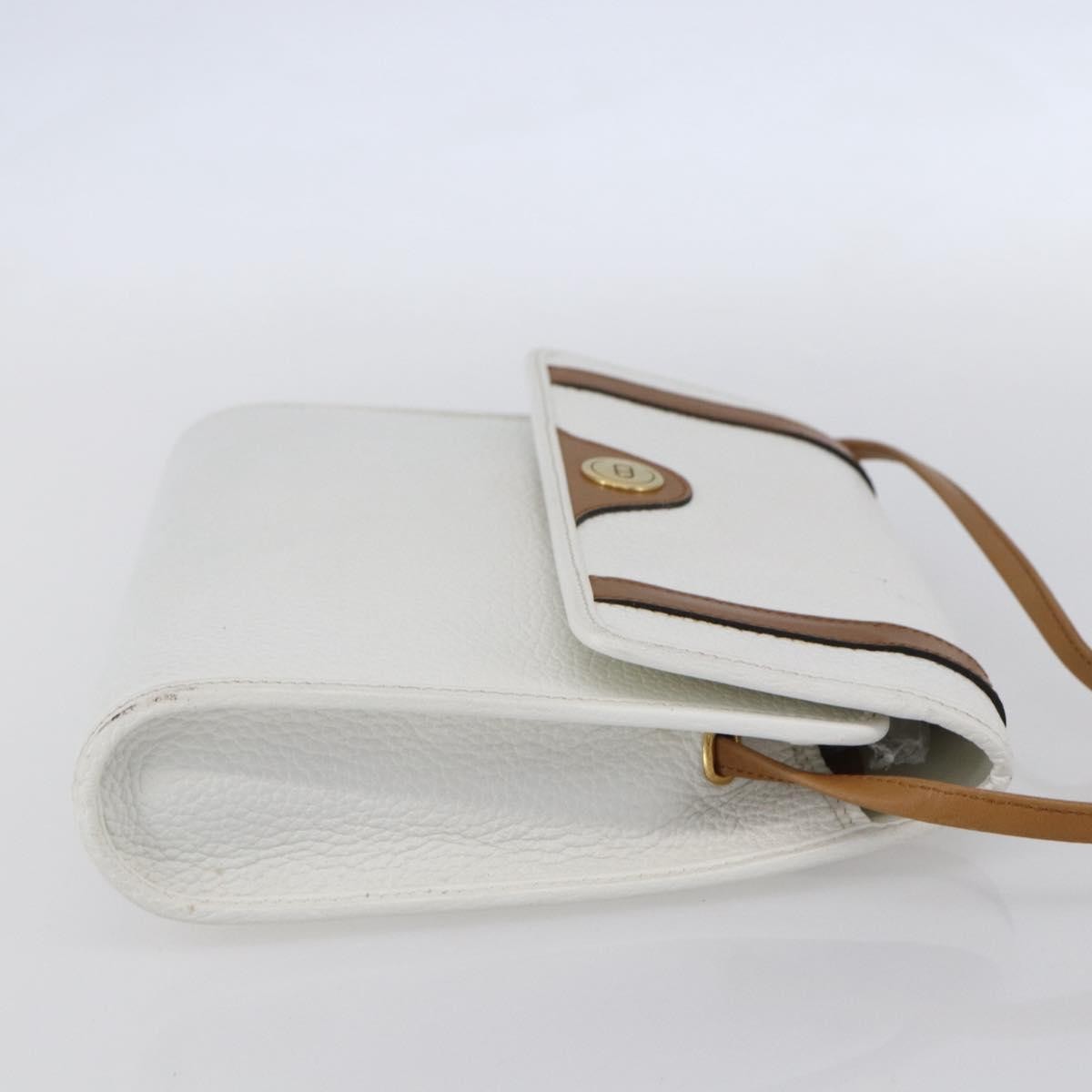 Christian Dior Vintage CD Logo Shoulder Bag Leather, WHITE, LEATHER, Shoulder bag