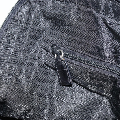 Prada Vintage Shoulder Bag Nylon and Leather, BLACK, NYLON, Shoulder bag