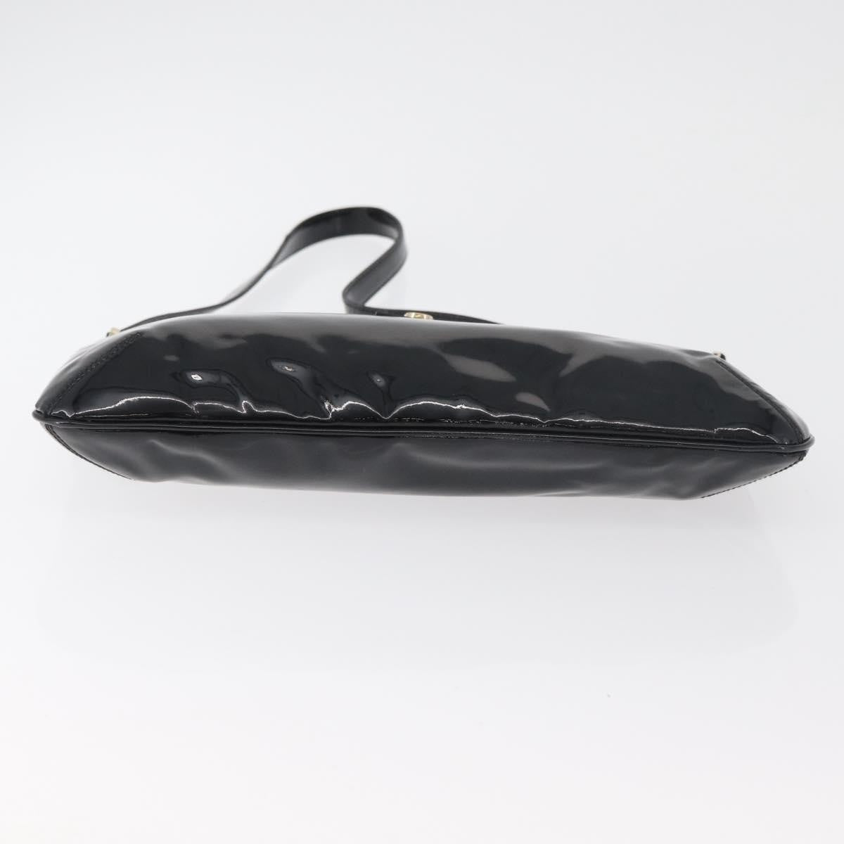 Salvatore Ferragamo Gancini Shoulder Bag Patent Leather, Black, Patent Leather, Shoulder Bag