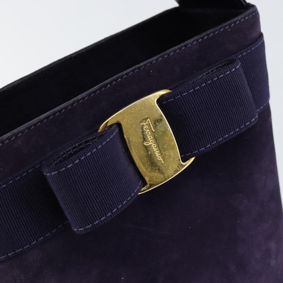 Salvatore Ferragamo Vara Bow Top Handle Bucket Bag Suede, PURPLE, SUEDE, Handbag