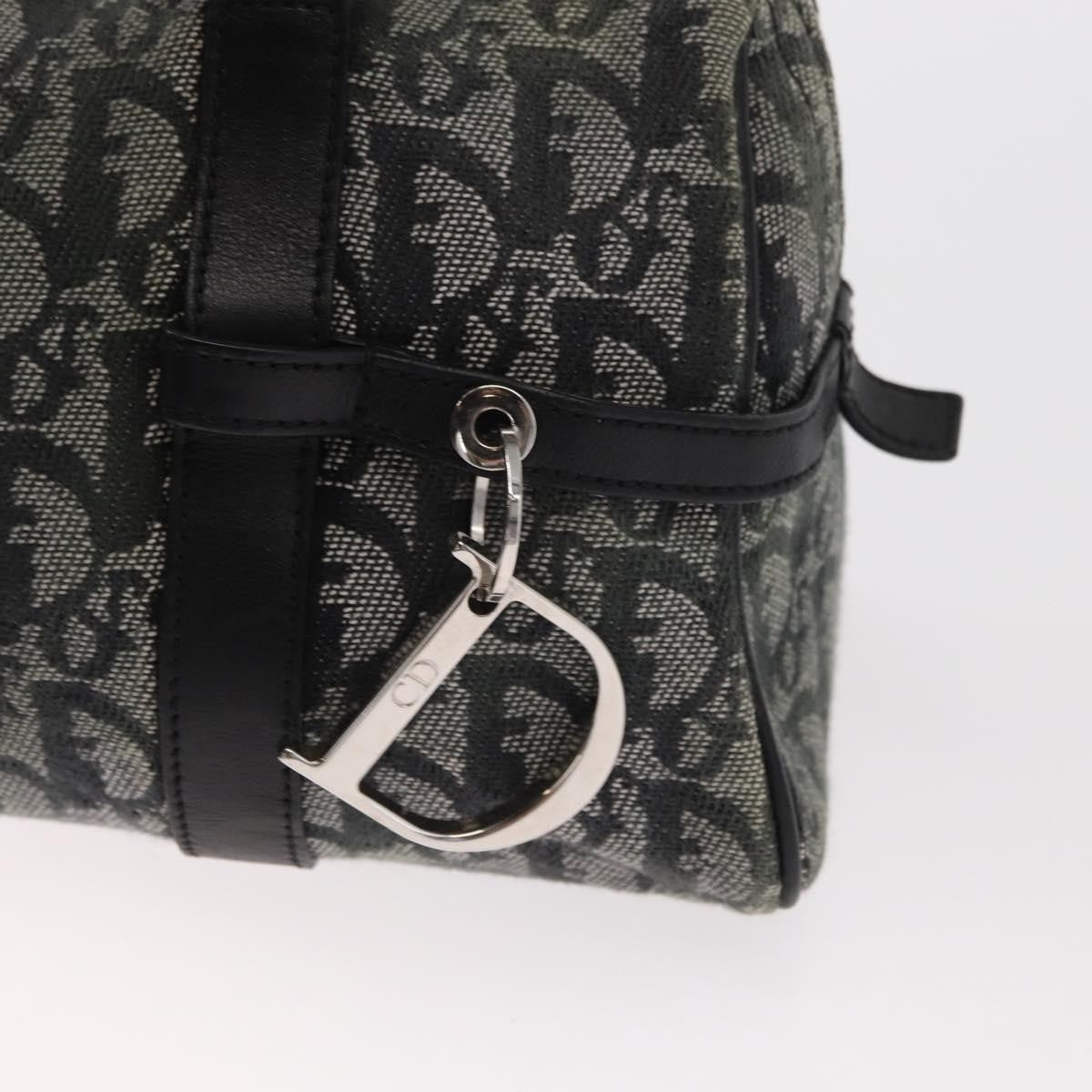 Christian Dior Vintage Trotter Zip Shoulder Bag Diorissimo Canvas, BLACK, CANVAS, Shoulder bag