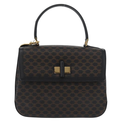 Celine Vintage Convertible Top Handle Bag Macadam Coated Canvas, Black, Canvas, Handbag