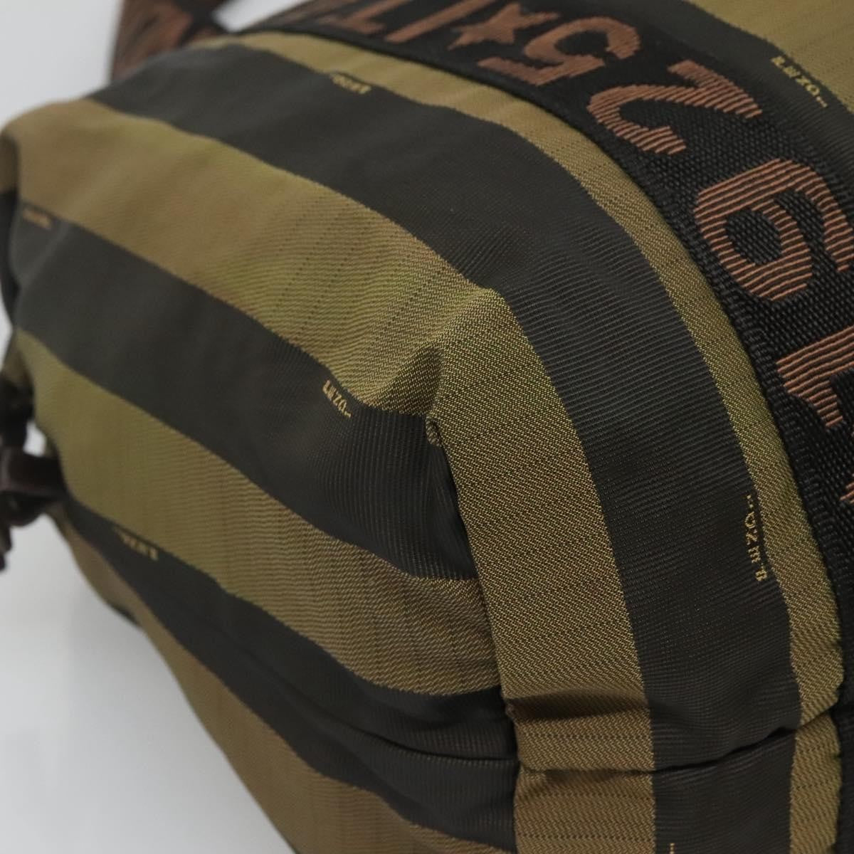 Fendi Vintage Logo Pequin Weekender Bag Canvas, BROWN, NYLON, Tote bag