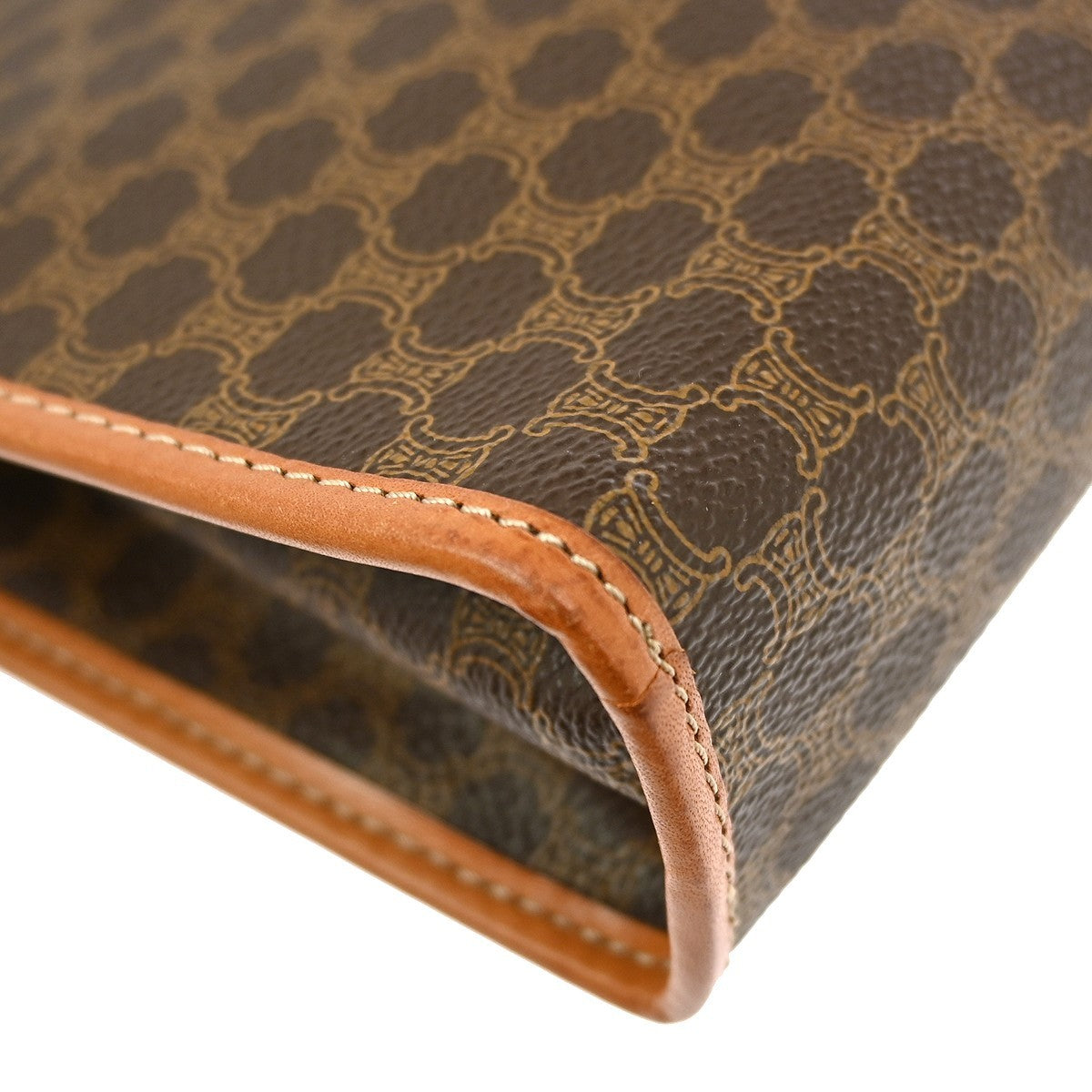 Celine Macadam Pochette Canvas and Leather, BROWN, CANVAS, Clutche & pouche