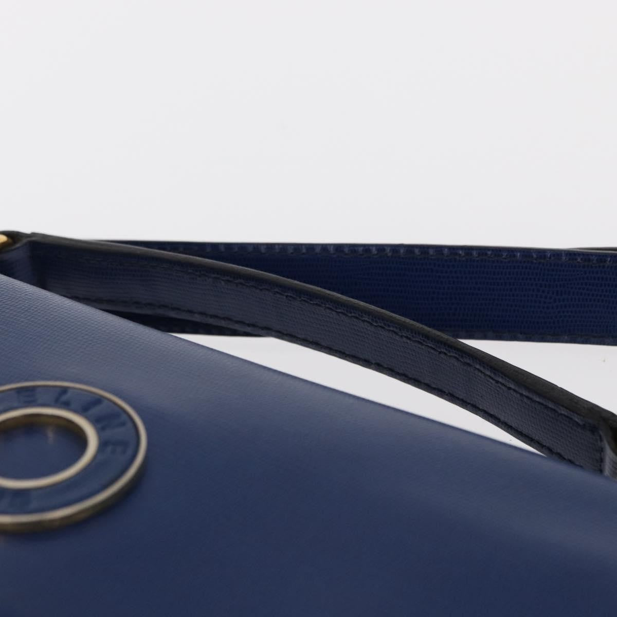 Celine Vintage Circle Logo Crossbody Bag Leather, BLUE, LEATHER, Shoulder bag