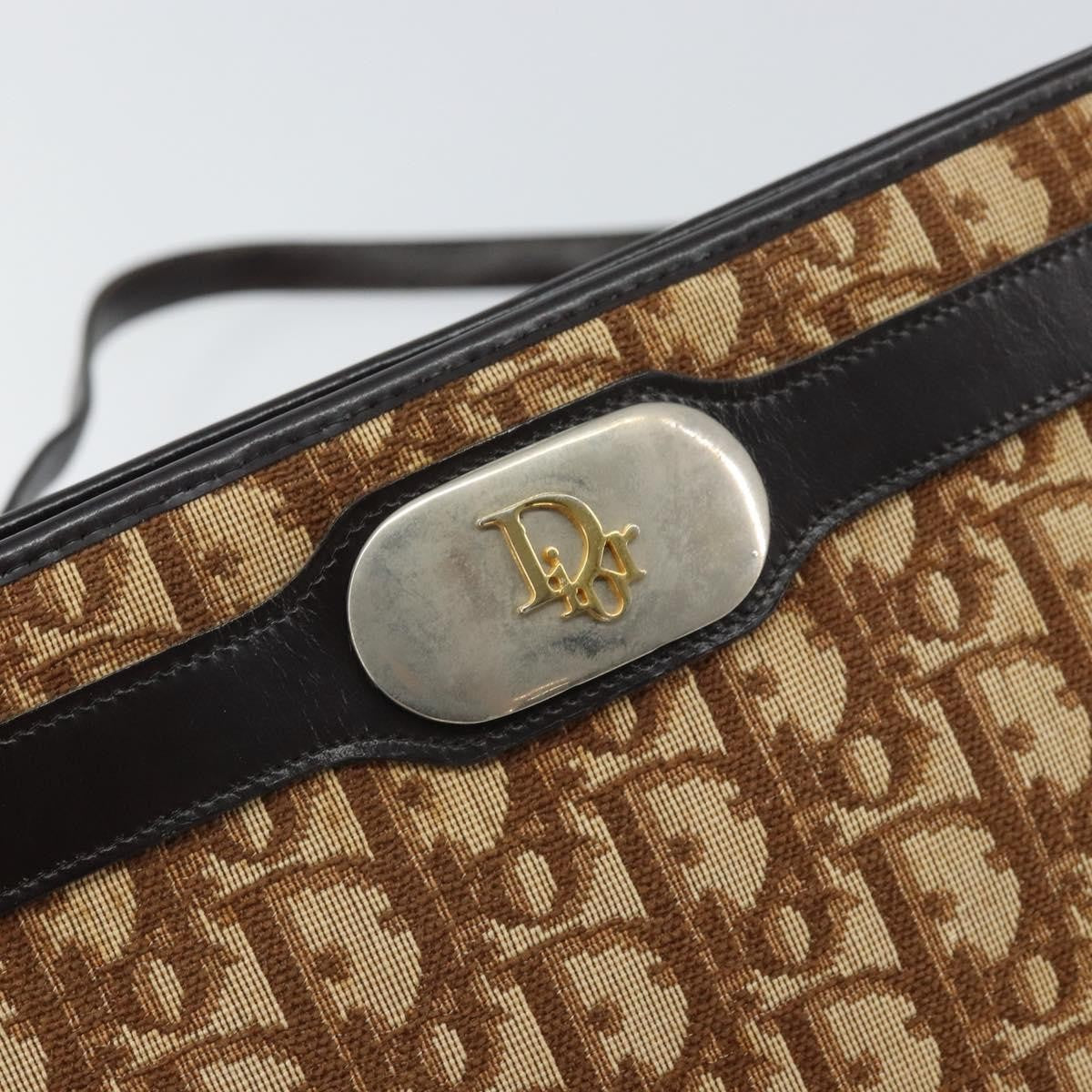 Christian Dior Vintage Trotter Shoulder Bag Canvas, BEIGE, CANVAS, Shoulder bag