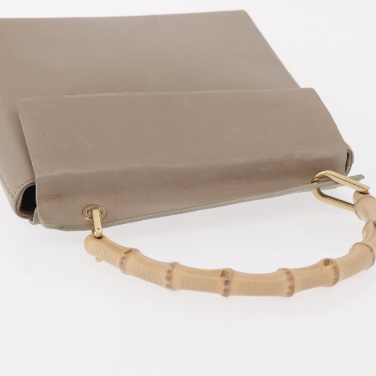 Gucci Vintage Bamboo Handle Bag Leather, BEIGE, LEATHER, Handbag
