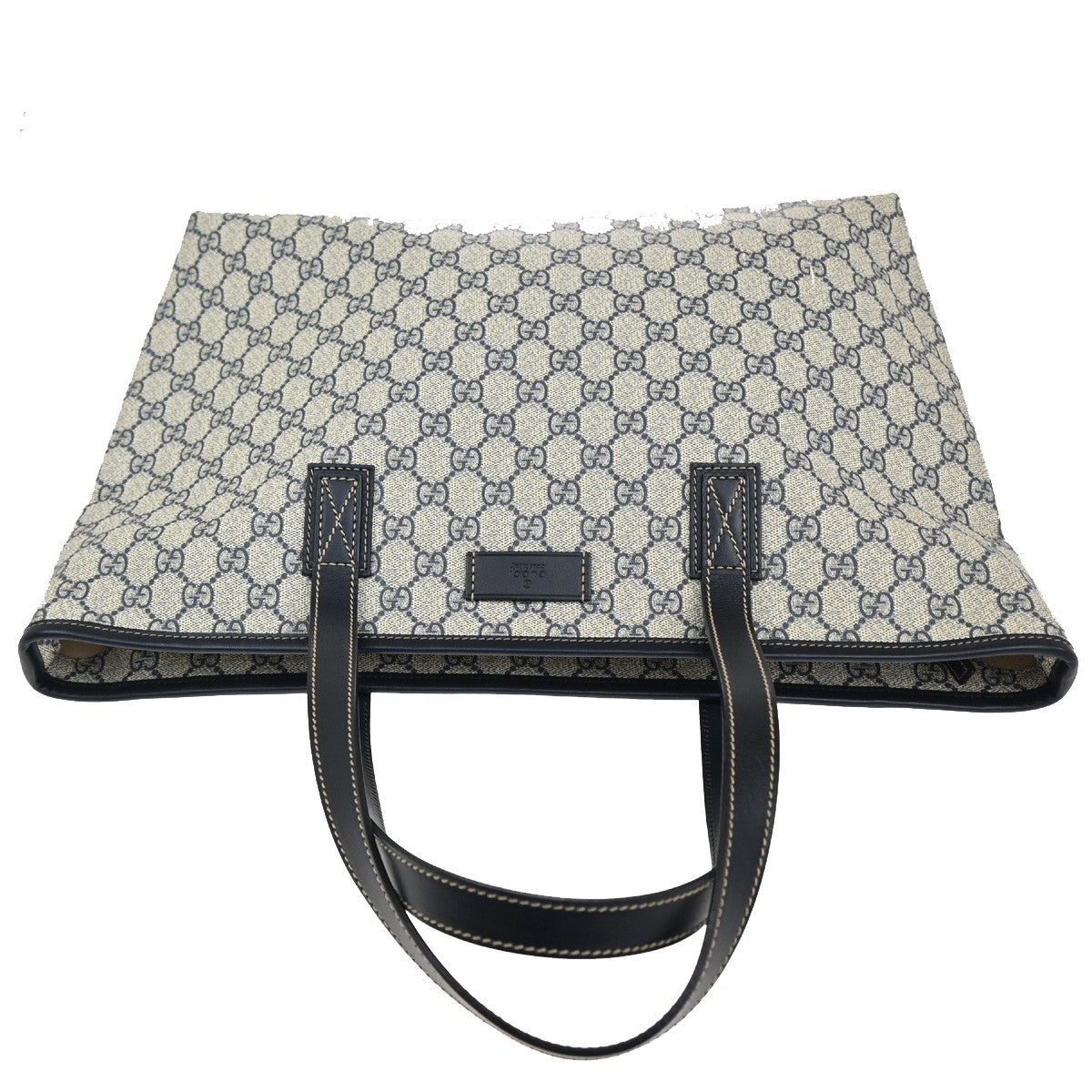 Gucci Plus Tote GG Coated Canvas with Leather, NAVY, CANVAS, Tote bag