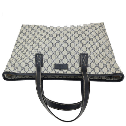 Gucci Plus Tote GG Coated Canvas with Leather, NAVY, CANVAS, Tote bag